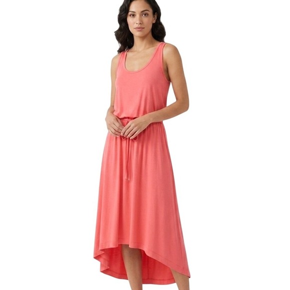 GAP Dresses & Skirts - Gap Hi-Lo Short Dress Womens Large Fresh‎ Coral Sleeveless Drawstring Rayon 6070
